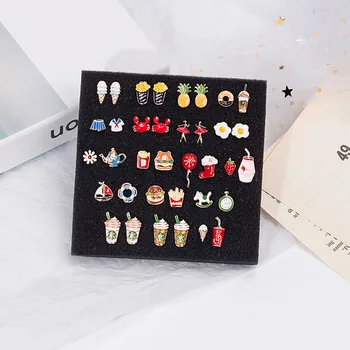 

Japanese and Korean Fashion Creative Cartoon Oil Drop Asymmetric Earrings Personality Poached Egg Ice Cream Cute Animal Earrings