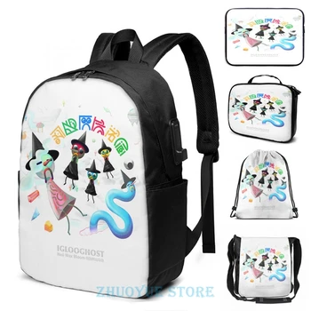 

Funny Graphic print Iglooghost Neo Wax Bloom USB Charge Backpack men School bags Women bag Travel laptop bag