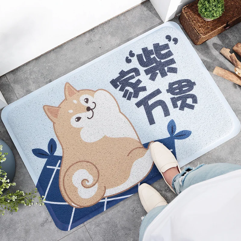 Стиль экологически чистый ПВХ грязевой скребковый пылезащитный дверной коврик бытовой мультфильм вход носимый выдалбливают ПВХ катушки ноги M