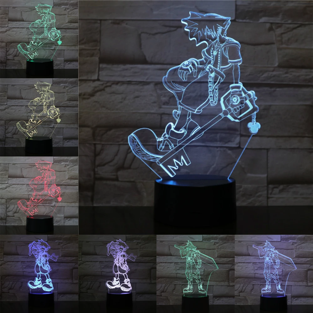 Sora рисунок 3D светодиодный ночной фонарь разноцветный RGB декоративные огни для мальчиков детская игра "Подарки" настольная лампа прикроватная Прямая поставка