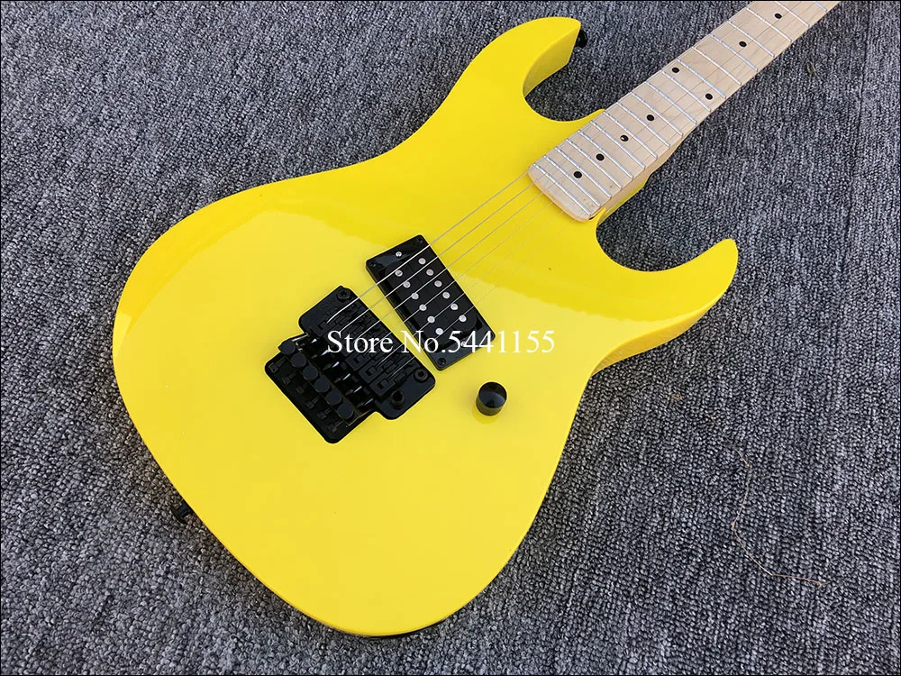 High quality Yellow electric guitar, Floyd rose Electric Guitar,Black hardware,free shipping