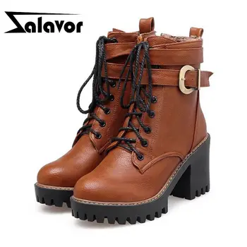 

ZALAVOR Brand Ankle Boots Women Buckle Winter Casual Cross Strap Platform Shoes Women Keep Warm Fur Punk Footwear Size 33-43