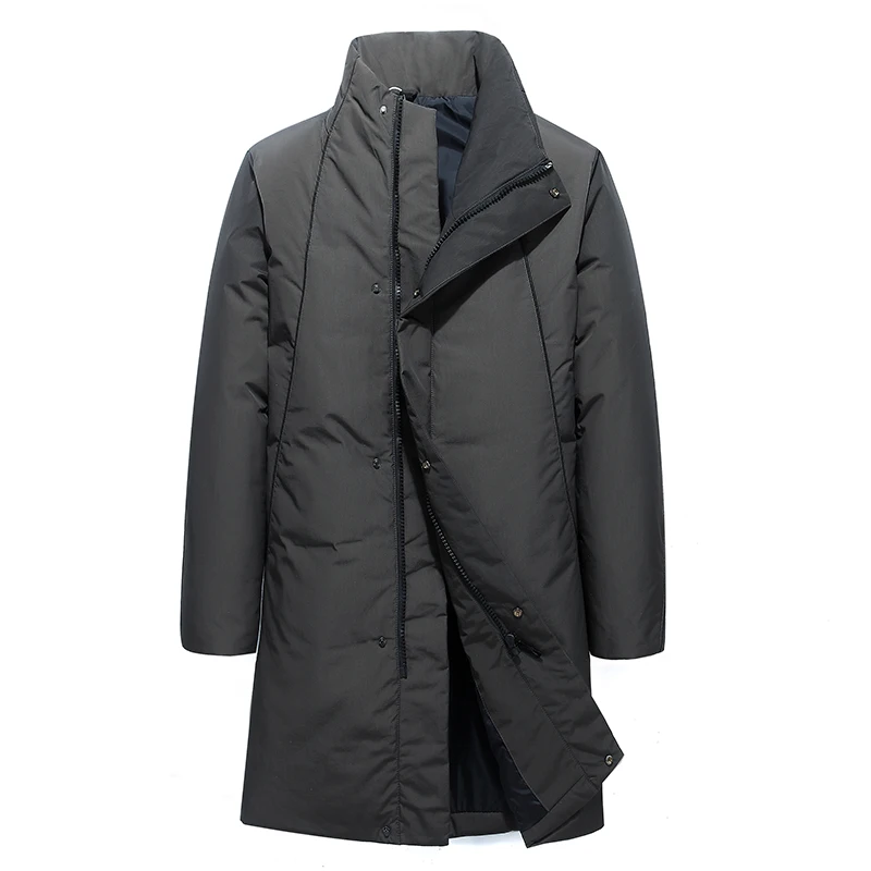 Long section Men Winter thick cold warm Standing collar Duck down jacket Business Casual man Windbreaker down parka Outwear coat