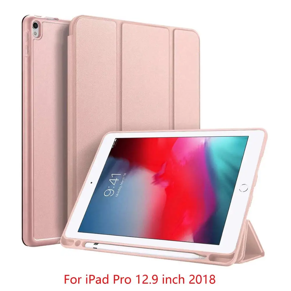 DUX DUCIS умный чехол для iPad Air PU кожаный флип Мягкий Чехол для iPad 9,7 Pro 10,5 11 12,9 Mini 5+ карандаш держатель - Цвет: Pink Pro 12.9 2018