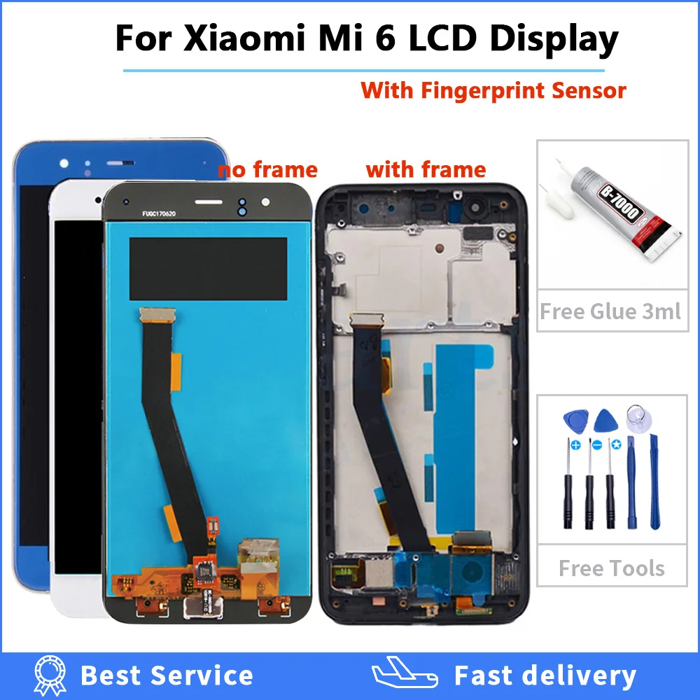 

high quality oem 5.15" LCD Display for Xiaomi 6 Mi 6 Mi6 Touch Screen Digitizer Assembl Replacement LCD screen with Fingerprint