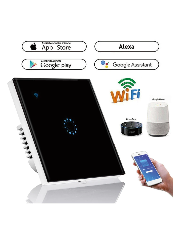  2way light switch intelligent wireless wifi touch wall push smart switch ewelink tuya app alexa voi - 4000322181365