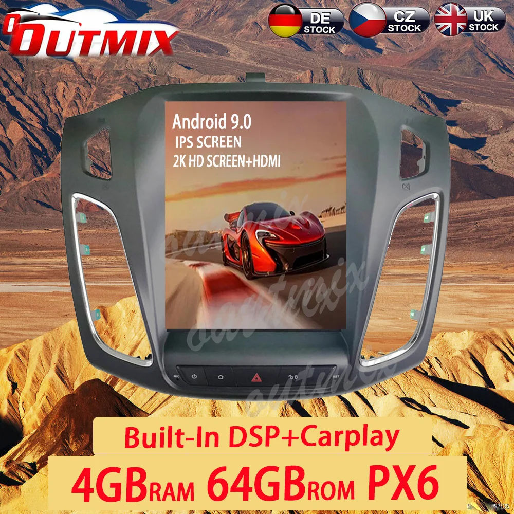 Android 10 4 + 64G PX6 вертикальный экран Tesla IPS для Ford KUGA 2013 -2017 DSP автомобильный DVD GPS