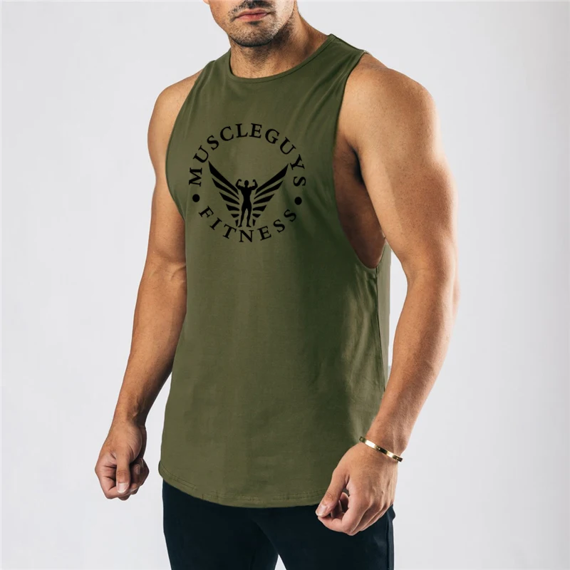 Camiseta de entrenamiento de gimnasio para hombre, chaleco muscular, Camiseta de tirantes de algodón, camiseta sin mangas deportiva, ropa de gimnasio de marca de verano
