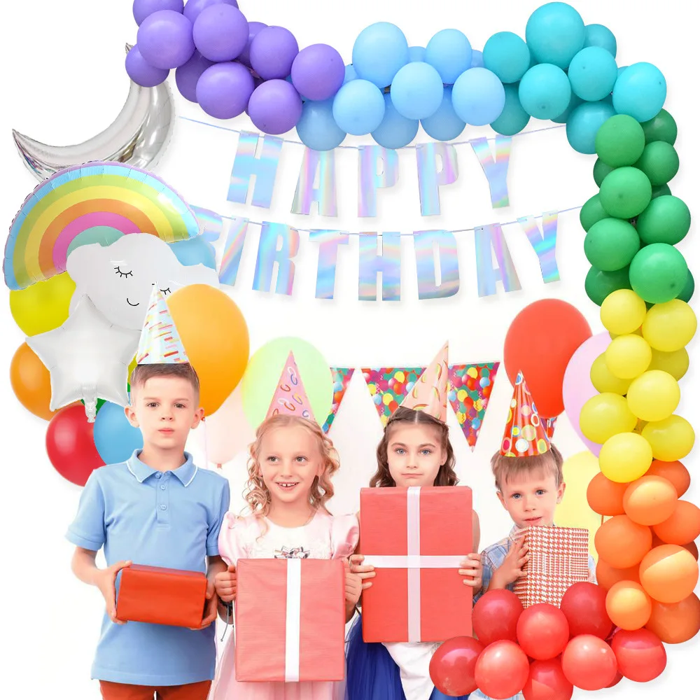 

Macaron colorful balloon chain set balloon accessories birthday wedding anniversary decoration party scene layout
