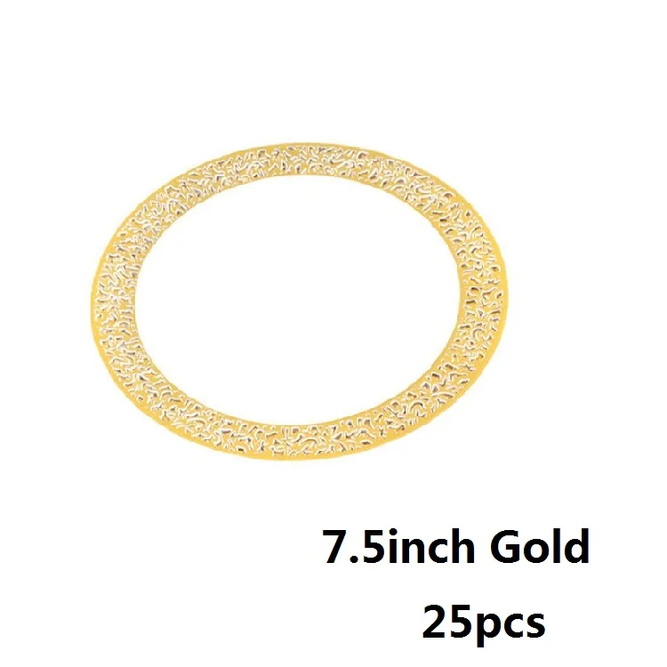 Gold 7.5in 25 шт. одноразовые розовые Золотые пластиковые тарелки, вилки, Ножи Ложки, кружевные дизайнерские тарелки для свадебной вечеринки, золотые столовые приборы, вечерние принадлежности - Цвет: Gold 7.5in