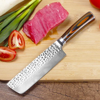 

8" Professional Chef Kitchen Knife Stainless Steel Slice Cleaver Laser Damascus Pattern Vegetable Santoku Tool Kitchen Knives