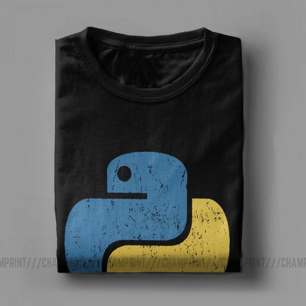 Tanie W stylu Vintage Python t shirt męski wycięcie pod szyją bawełna T koszula znajdujących się w trudnej sytuacji programowania programista programista Tee ubranie plus size