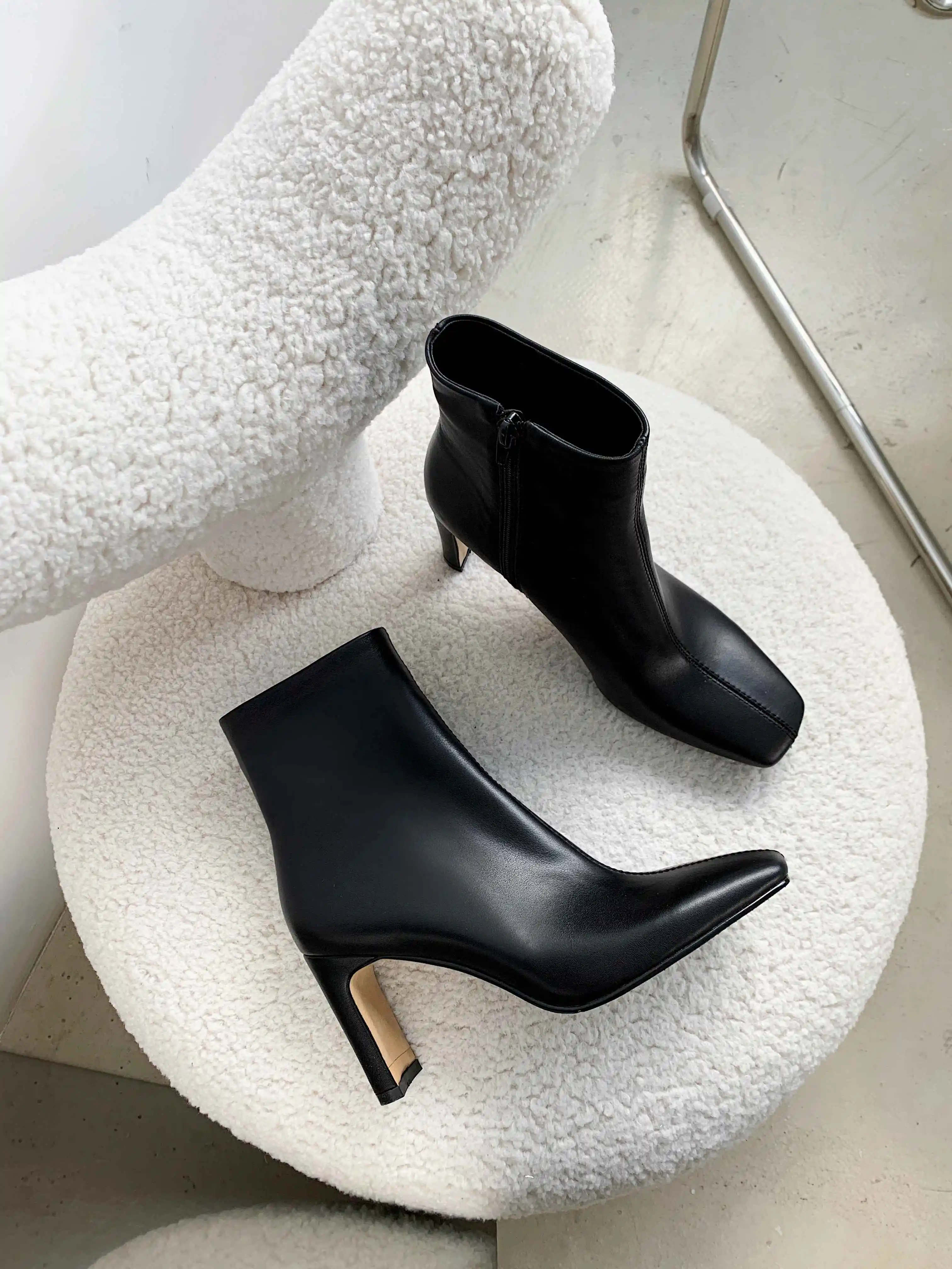 Krazing pot Chelsea boots real leather stone pattern high street fashion square toe thick high heel zip gorgeous ankle boots L61