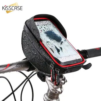 

KISSCASE Cycling Bicycle Bike Head Tube Handlebar Bag Bike Cell Mobile Phone Holder Case Waterproof Screen Phone Mount Bag Pouch