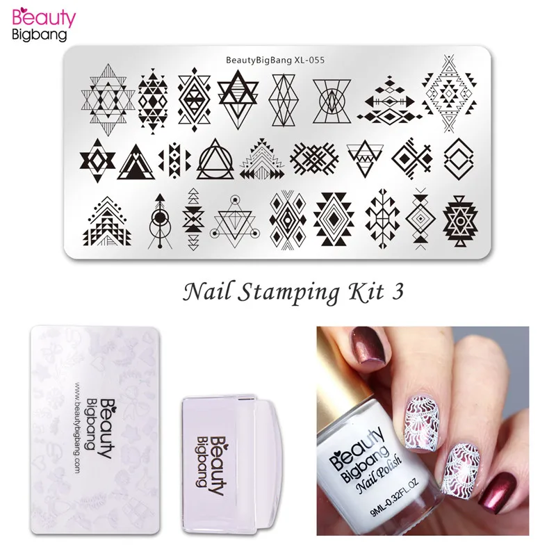 

BeautyBigBang Nail Stamping Plates 4Pcs Set Kit Stamping Polish Water Marble Nail Art Stamping Plate With Clear Jelly Stamper