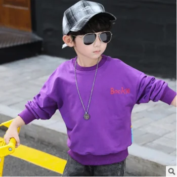 

Children's Hoody Boys T-shirt 2019 New Spring and Autumn Kids Long Sleeve Fashion Leisure Hoodies 2 Letter Colors Size4-14 ly314