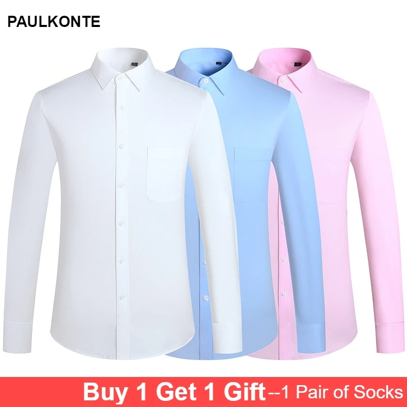 

2019 autumn and winter business casual cotton long-sleeved men's shirt soft non-iron solid color shirt