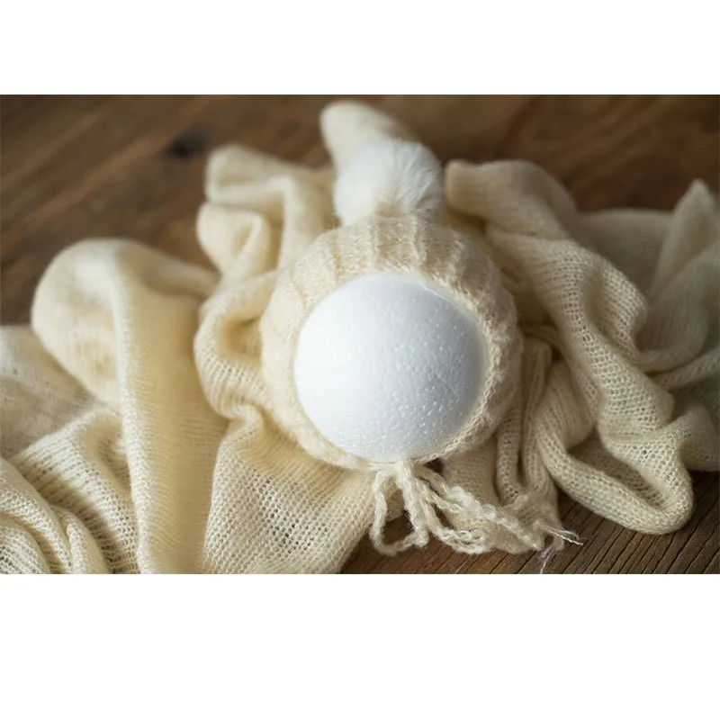 2 Pcs/set Newborn Photography Props Blanket Wrap Wool Knitted Blanket Baby Hat  Neborn  Photo Prop Shoot Studio  Accessories