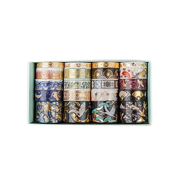 

20 Pcs/Set Gold Foil Washi Tape Glitter Washi Tape Set Adhesive Tape DIY Scrapbooking Sticker Label Japanese Stationery B
