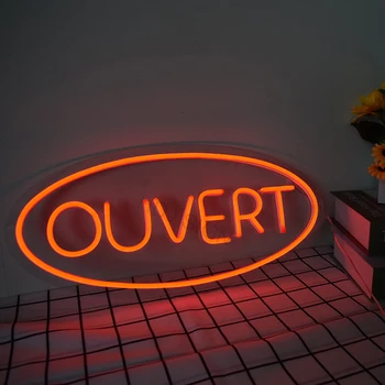 

Custom personalized ouvert neon sign 12V Transparen acrylic white light 3D flex led light home Ins wall decor