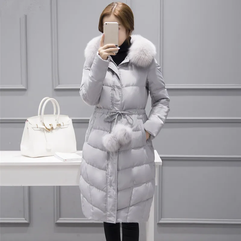 

Fox Women's 2020 Fur Collar Winter Jacket Women White Duck Down Jackets Padded Women Parka Warm Coat Abrigo Mujer WXF412 s