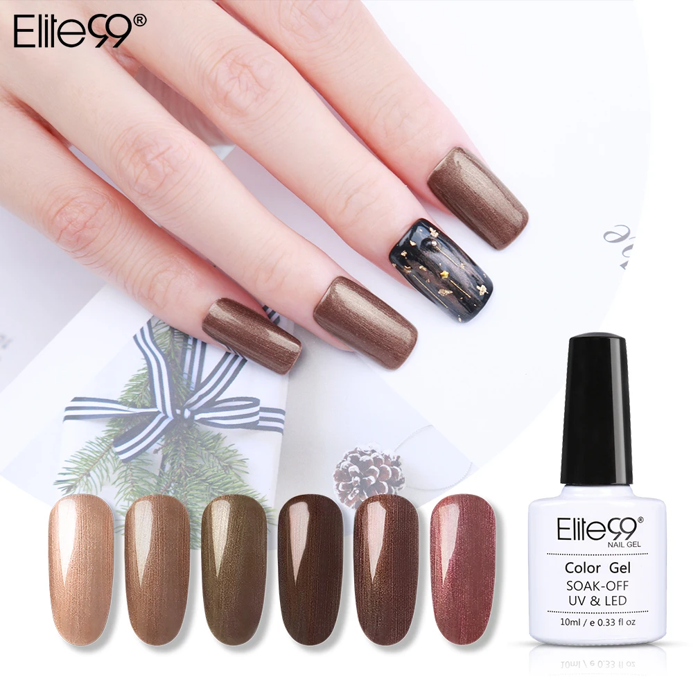 

Elite99 10ml Bronze Color Gel Varnish Soak Off Nail Art Manicure Gel Polish Lacquer Long Lasting Coffee Color UV Gel Nail Polish