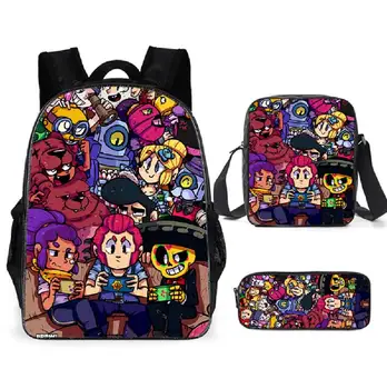 

16 Inch 3pcs/set Leon Game Bag Backpack Multicolor School Bag for Teenagers Students Kids Rucksack Book Bag Bolsa Escolar