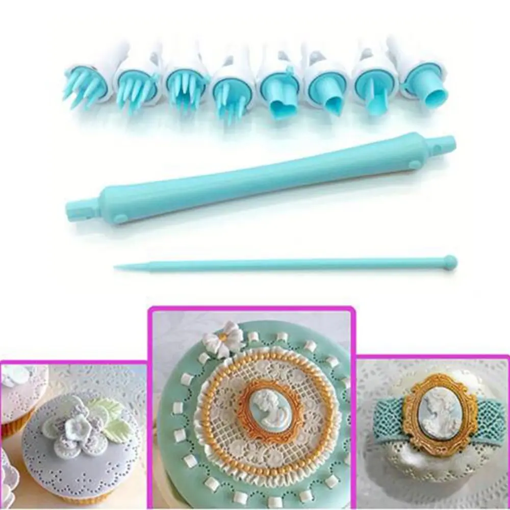 

8Pcs/set Plastic Fondant Cake Engraved Embossing Pen Mold Cake Decorating Tools Cookie Chocolate Embosser Mold Baking Tools