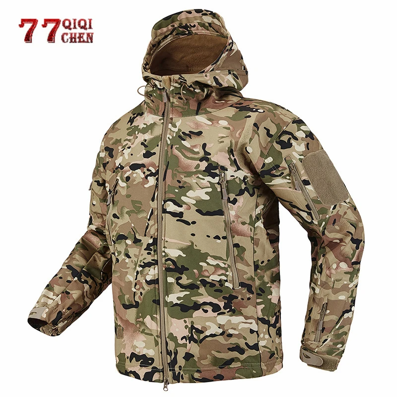 

Military Tactical Jacket Men Winter Fleece Coat Shark Skin Soft Shell Windbreaker Army Camouflage Waterproof Camo Hunt Clothes