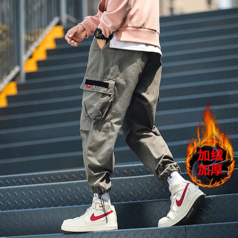 

2019 Hk1933 plus Velvet Japanese-style Exterior Large Size Beam Leg Workwear Pants with Velvet M-5x Hk1193