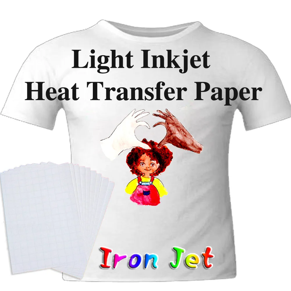 A4 camiseta de inyección de tinta de papel de impresión por sublimación de luz oscuro tela de algodón DIY de hierro de prensa de calor de papel de impresión de papel de transferencia térmica