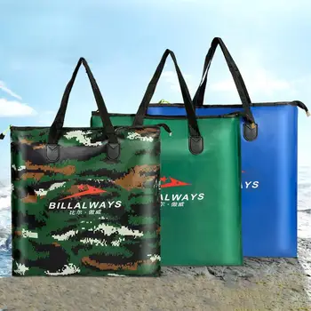 Fishing Bag Wear Resistant Fishing Water Bucket Reusable Portable Fashion Oxford Cloth Folding Fishing Bag