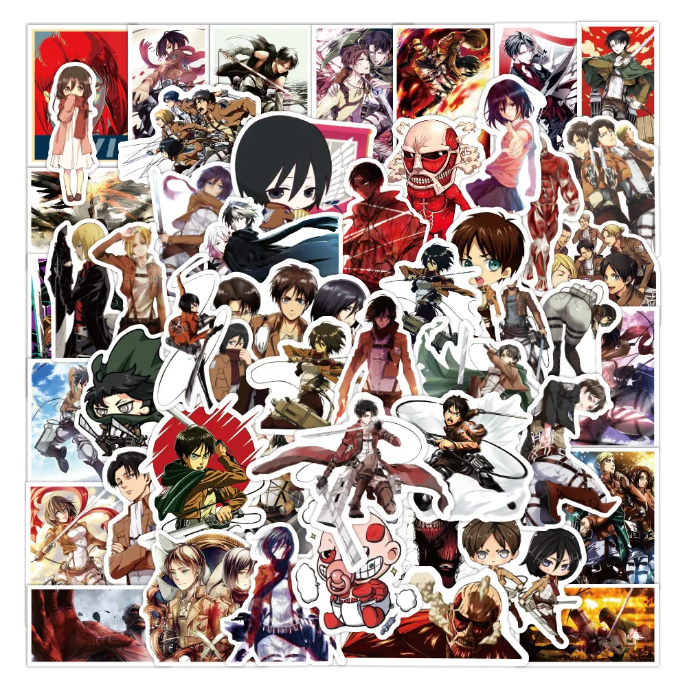 

10/50Pcs Attack on Titan Anime Stickers Cartoon Sticker for Skateboard Motorcycle Toy Laptop Snowboard Suitcase Guitar Decals