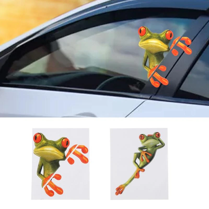 3D Green Funny Lying Frog Car Sticker Auto Vinyl Decal Wall Truck Window Sticker