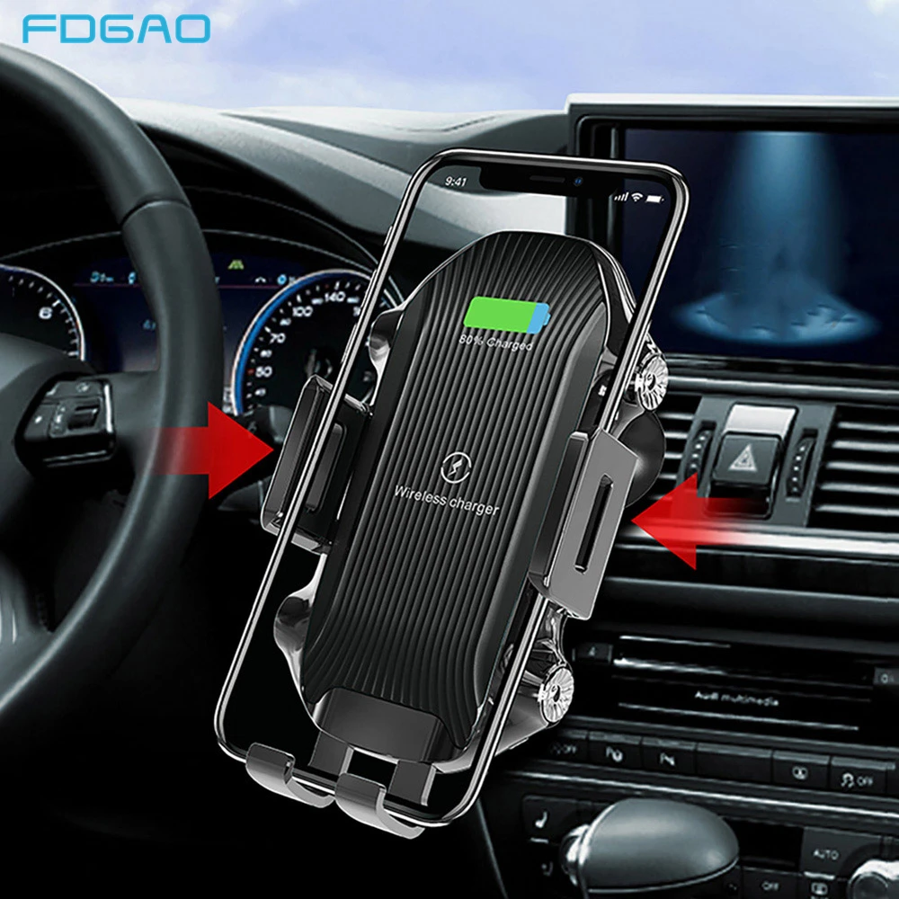 

Qi Wireless Car Charger Stand Automatic Air Vent Mount Car Phone Holder Fast Charging 10W for iPhone XS XR X 8 Samsung S10 S9 S8