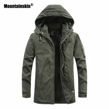 

Mountainskin Men's Winter Parker Coat Mens Casual Long Thicken Jacket Plus Velvet Hooded Jacket Male Brand Clothing M~4XL SA820