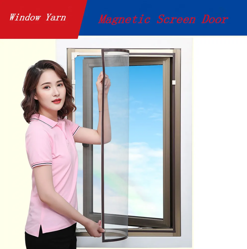 

Magnetic Screen Door custom made Anti-mosquito polyester Magnetic screen window Yarn Invisible DIY self-adhesive Movable curtain