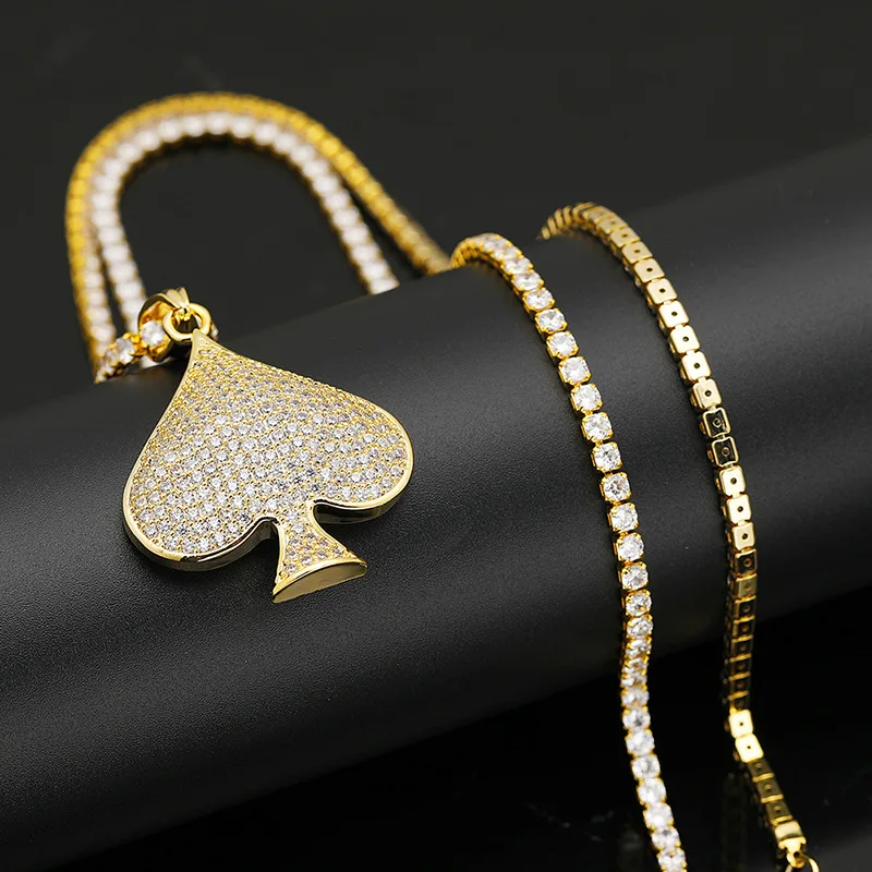 

Luxury Micro Paved AAA CZ Stone Lucky Pendants Gold-plated Heart Necklaces Men Hip Hop Bling Ice Out Rapper Jewelry Party Gift