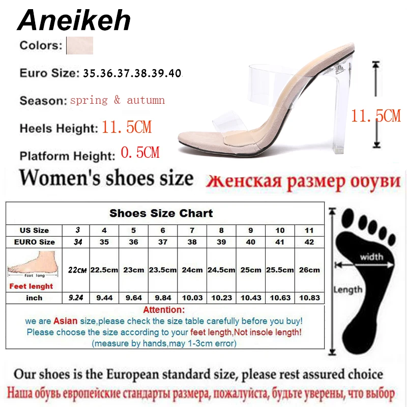 Aneikeh; коллекция года; Модные женские прозрачные босоножки из ПВХ на прозрачном каблуке с открытым носком; Классические босоножки на высоком каблуке; женская обувь; вечерние туфли-лодочки в римском стиле