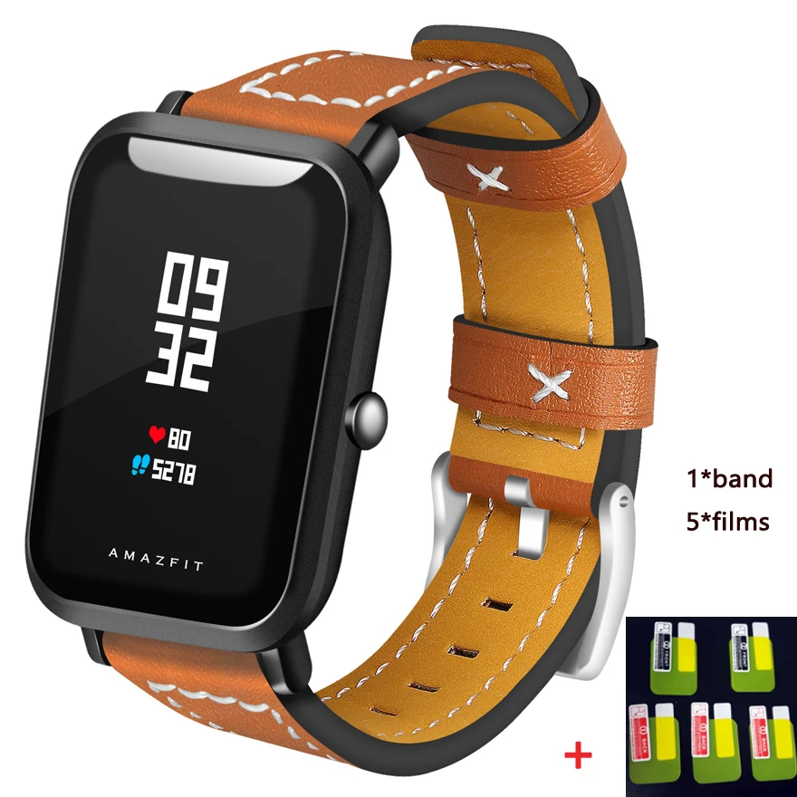 Ремешок для часов винтажный кожаный ремешок для Xiaomi Huami Amazfit Youth Bip lite Смарт-часы браслет ремешок 20 мм