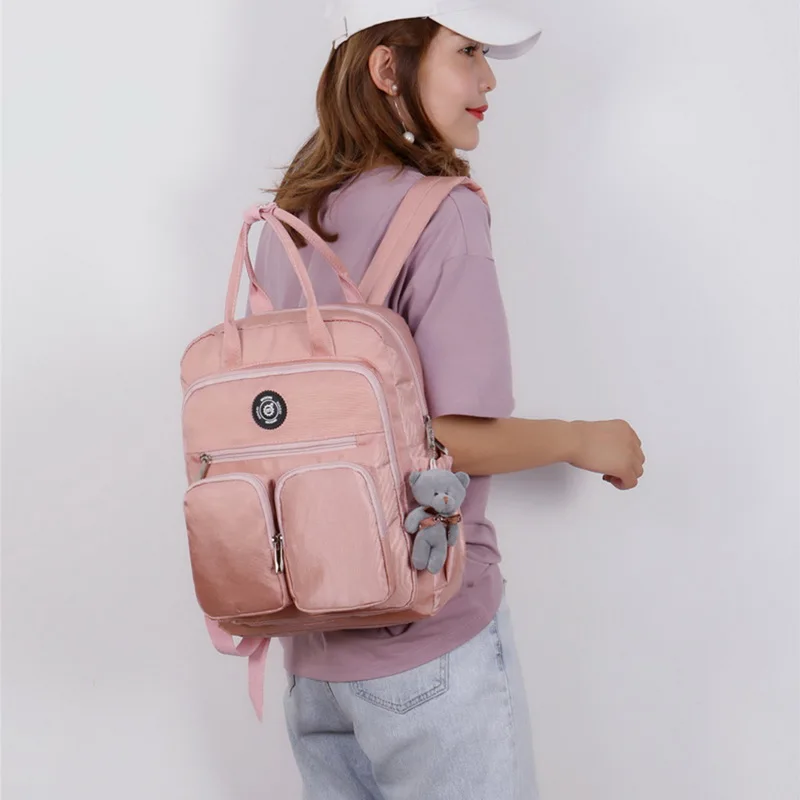 Модный женский рюкзак, водонепроницаемый, нейлон, мягкая ручка, Одноцветный, много карманов, для путешествий, на молнии, Mochila Feminina, Sac A Dos, школьные сумки