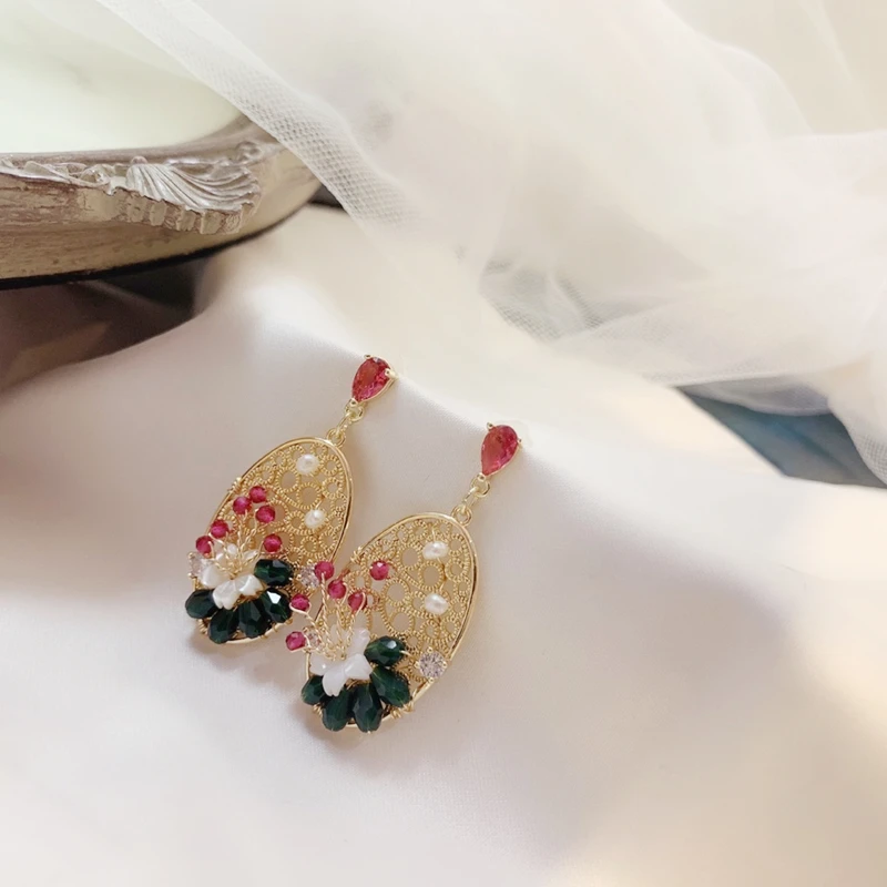 DMED060075 Pearl Earrings Silver 925 Jewelry Chinese Style Crystal Material 2-3mm Studs For Women | Украшения и аксессуары