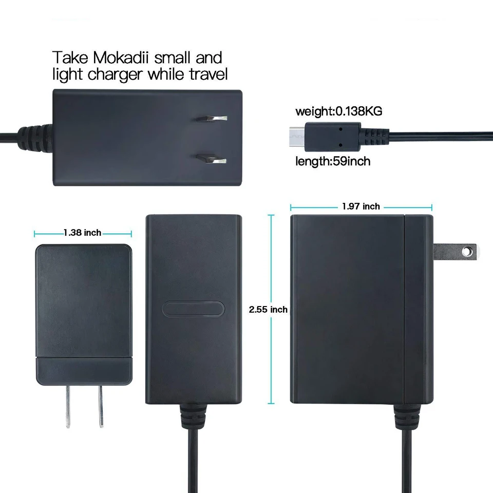 Зарядное устройство для адаптера переменного тока Nod Switch 15V 2.6A usb type-c power, комплект для быстрой зарядки для путешествий, переключатель дока/контроллер, поддержка ТВ-режима