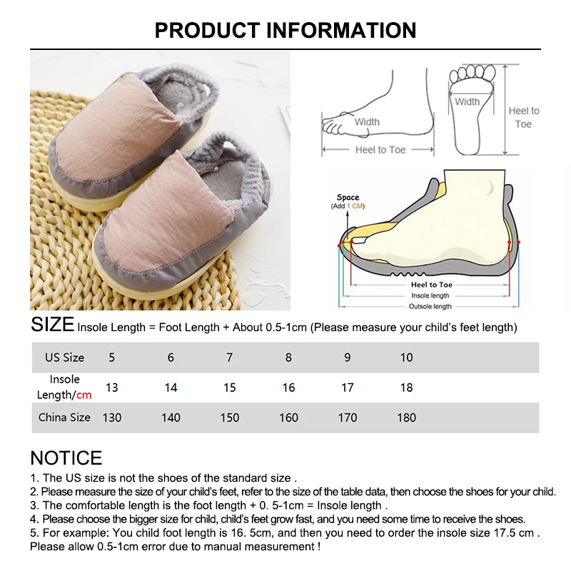 Зимние детские тапочки; простая обувь без застежки для маленьких мальчиков и девочек; теплые напольные крытые тапочки; нескользящая Детская домашняя обувь