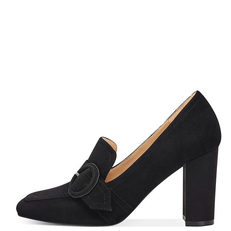 womens black high heel loafers