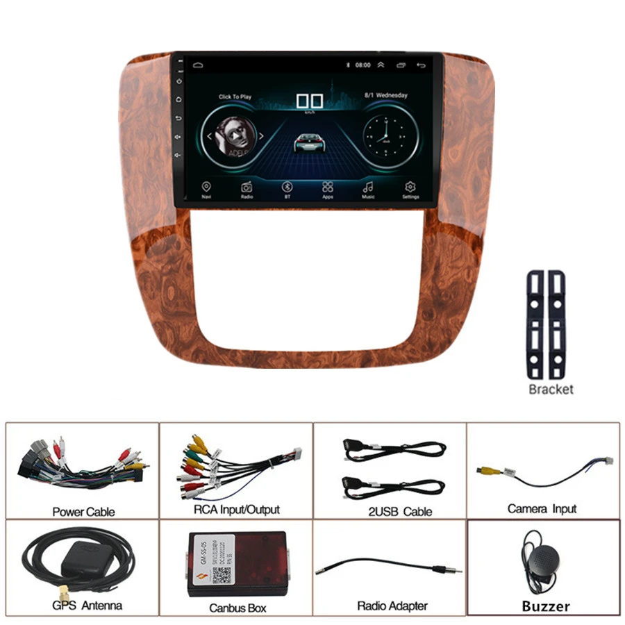 

Автомагнитола 2DIN, 9 дюймов, 1 + 16 ГБ, GPS, Wi-Fi, BT, DAB, Mirror Link, OBD для GMC Yukon 2007-2013, для Chevrolet Tahoe 2007-2013