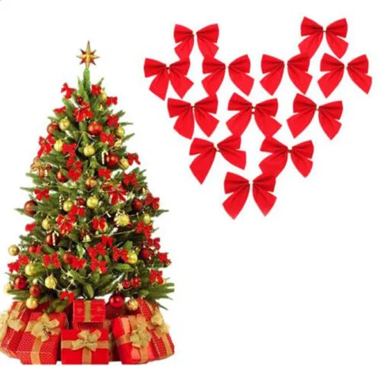 12pcs Chic Party Home Decoration House Dining Hall Hot Ornament Bow Garden New Christmas Trees Bowknot Decoration Wedding Tree