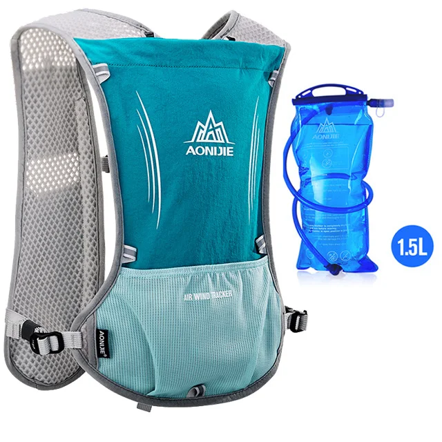 Light Blue-1.5L AONIJIE Outdoor Running Cycling 5L Hydration Backpack Vest Hiking Camping Marathon Race Rucksack Bag Harness Water Bladder Bag - Цвет: Light Blue-1.5L