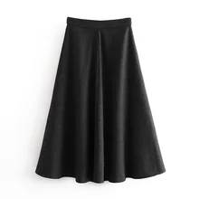 Fandy lokar, однотонные серые юбки, женская модная юбка с узором в елочку, женские элегантные юбки на молнии длиной до щиколотки, женские юбки JN