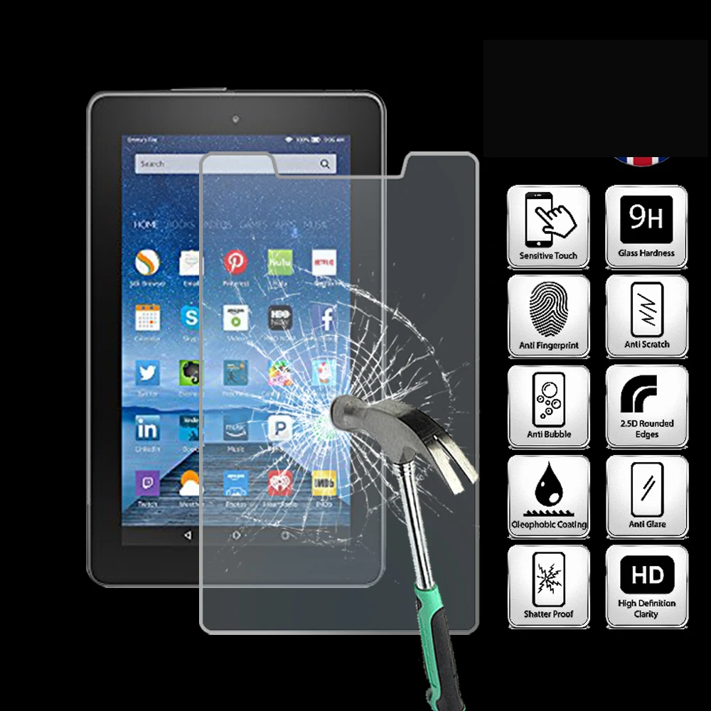 

For Amazon Fire 7 (5th Gen 2015) alexa Tablet Ultra Clear Tempered Glass Screen Protector Anti-friction Proective Film